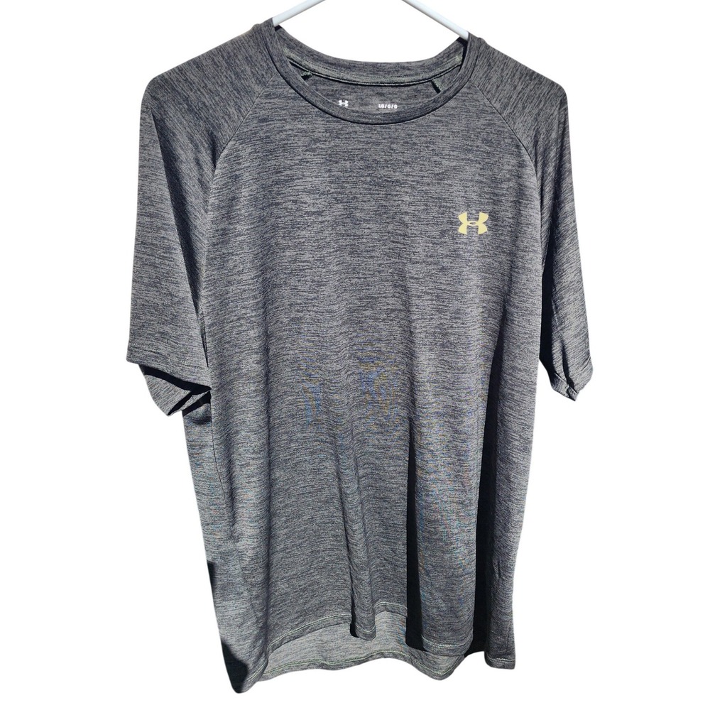 Under Armour Mens HeatGear Tech Tee Short Sleeve Shirt Grey Heather Large Loose